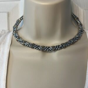 Silver and gold tone boho choker style necklace
